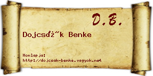 Dojcsák Benke névjegykártya